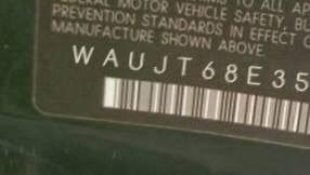 VIN prefix WAUJT68E35A1
