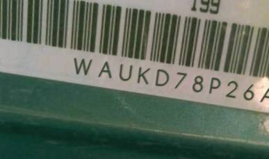 VIN prefix WAUKD78P26A0