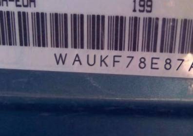 VIN prefix WAUKF78E87A1
