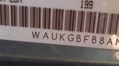 VIN prefix WAUKGBFB8AN0