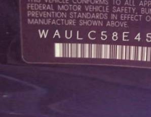 VIN prefix WAULC58E45A0