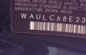 VIN prefix WAULC68E23A1