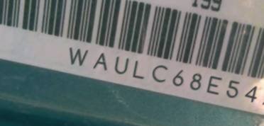 VIN prefix WAULC68E54A0