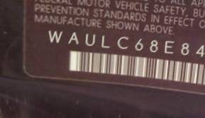 VIN prefix WAULC68E84A0