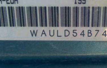 VIN prefix WAULD54B74N0