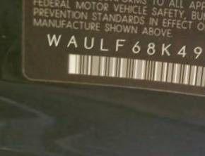 VIN prefix WAULF68K49A0