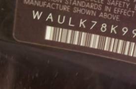VIN prefix WAULK78K99N0