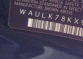 VIN prefix WAULK78KX9N0