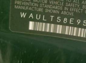 VIN prefix WAULT58E95A0