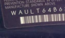 VIN prefix WAULT64B63N0