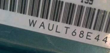 VIN prefix WAULT68E44A0
