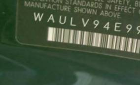 VIN prefix WAULV94E99N0