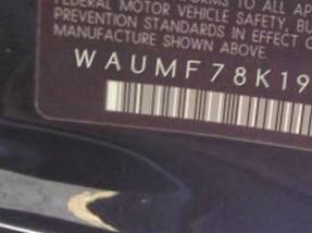 VIN prefix WAUMF78K19A0