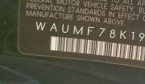 VIN prefix WAUMF78K19N0