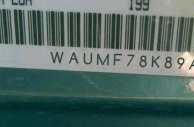 VIN prefix WAUMF78K89A1