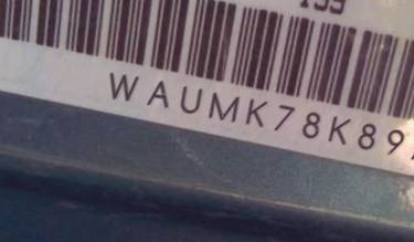 VIN prefix WAUMK78K89A1