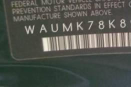 VIN prefix WAUMK78K89N0