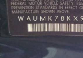 VIN prefix WAUMK78KX9N0