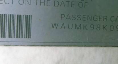 VIN prefix WAUMK98K09N0
