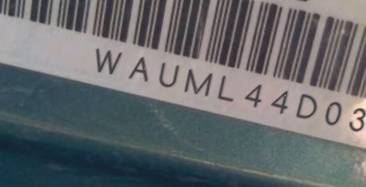 VIN prefix WAUML44D03N0