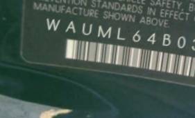 VIN prefix WAUML64B03N1