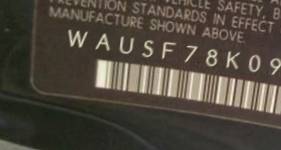 VIN prefix WAUSF78K09A1