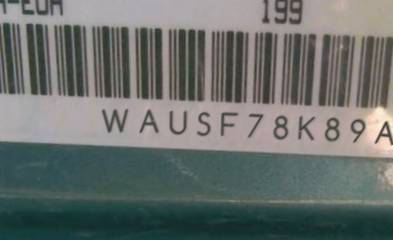 VIN prefix WAUSF78K89A0