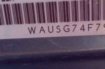 VIN prefix WAUSG74F79N0