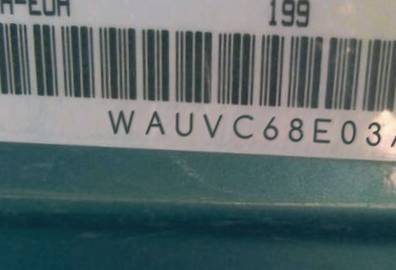 VIN prefix WAUVC68E03A2