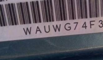 VIN prefix WAUWG74F39N0