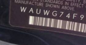 VIN prefix WAUWG74F99N0
