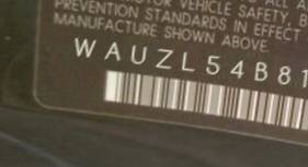 VIN prefix WAUZL54B81N0
