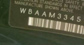 VIN prefix WBAAM3345YKC