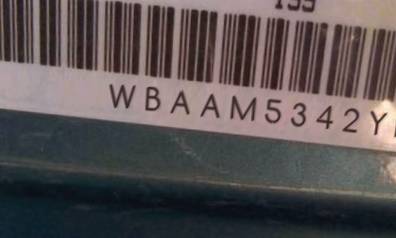 VIN prefix WBAAM5342YFR