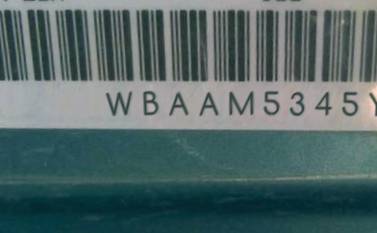 VIN prefix WBAAM5345YKG