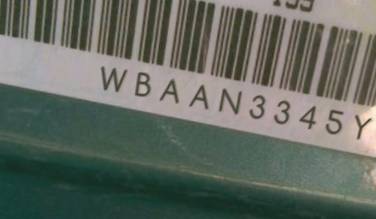 VIN prefix WBAAN3345YNC