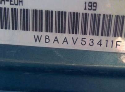 VIN prefix WBAAV53411FT