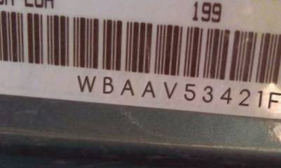 VIN prefix WBAAV53421FJ