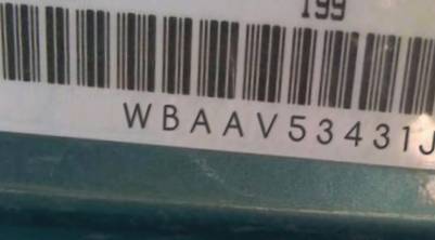 VIN prefix WBAAV53431JR