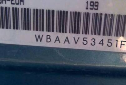 VIN prefix WBAAV53451FJ