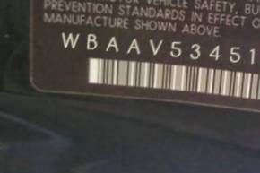 VIN prefix WBAAV53451JR