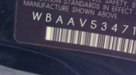 VIN prefix WBAAV53471FJ
