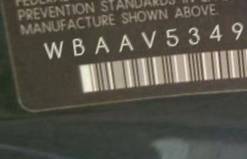 VIN prefix WBAAV53491FT