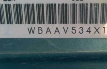 VIN prefix WBAAV534X1JR