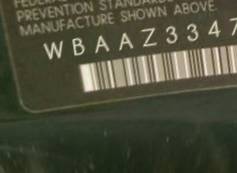 VIN prefix WBAAZ33474KP