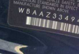 VIN prefix WBAAZ33494KP