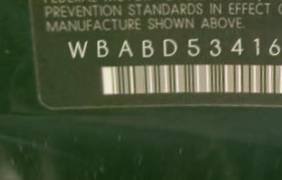 VIN prefix WBABD53416PD