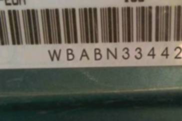 VIN prefix WBABN33442PG