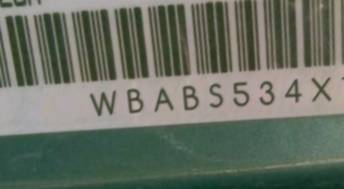 VIN prefix WBABS534X1JU