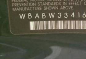 VIN prefix WBABW33416PG